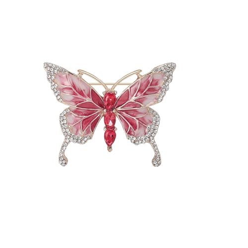 Image of Pink Butterfly Brooches and Pins Crystal Butterfly Insect Safty Pin Dress Coat Suit Decor