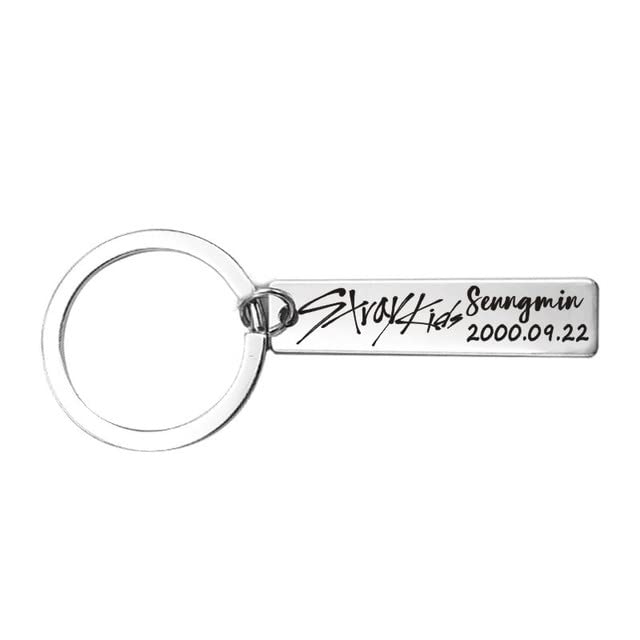 GenericEduPro - kpop stray kids keychains Stainless steel Fashion Member signature All metal key chain stray kids kpop supplies (Seung Min)