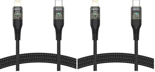 Image of amazon basics Type-C to Lightning iPhone Cable | 30W Fast Charging, 480Mbps Data Sync, Car AirPlay, LED Indicator | Compatible with iPhone 14 /13 /12 /11 /10 /8 /7 /6 /6, iPad, AirPods | 1.2m | Black