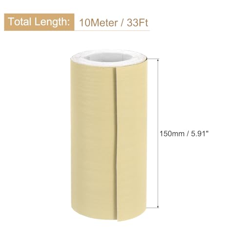Image of uxcell 1 Roll Wood Grain Tape, 5.91 inch x33 Ft Realistic Textured Repair Tape Self Adhesive Wood Textured Patch with Tool for Floor Wall Door Table Cabinets Furniture Home Decor(Light Yellow)