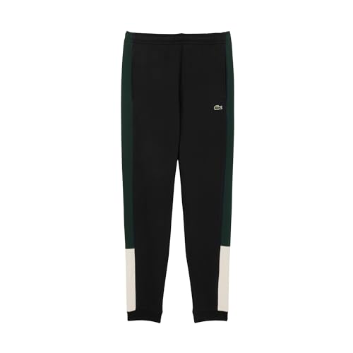 Lacoste Men's Tapered Leg Fleece Sweatpants, Black/Lapland/Sinople, 4X-Small