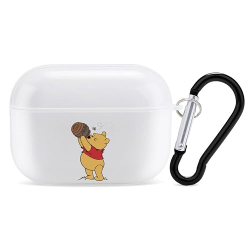 対応 AirPods Pro2 ケース くまのプーさん (4) カラビナ付き 落下防止 全面保護 耐衝撃 ワイヤレス充電対応 お祝い プレゼント White-style-14