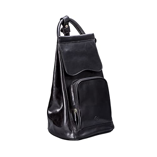 Maxwell Scott® Personalised Luxury Black Leather Ladies Backpack Handbags (Carli) - One Size