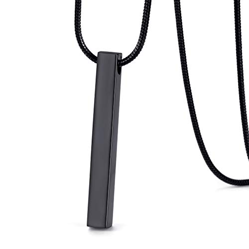 MOO&LEE Stainless Steel Bar Pendant Necklace for Men and Women, Couples Necklaces 22 Inches Snake Chain, Unisex3