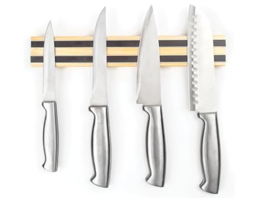 Soro Essentials- 12” Wooden Magnetic Knife Holder for Wall- Instant Grip & Release Magnetic Knife Strip Knife Holder Wall Mount Knife Rack Kitchen Utensil Holder Knife Block Kitchen Organizers