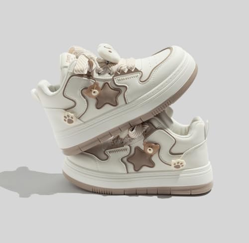 ​Chunky Platform Star Shoes for Women，Y2K Walking Sneakers with Lace-Up Comfort, Cute Casual Sports Style US 5-7.54