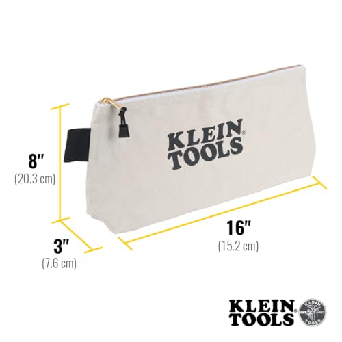Image of KLEIN TOOLS 62042 16-Inch Zipper Bag, Extra Long, No. 10 Canvas, Heavy Duty Tool Bag, 3-Inch Stand-Up Bottom, Multipurpose for Tools or Crafts