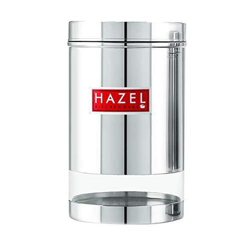 Image of HAZEL Stainless Steel Transparent Glossy Finish See Through Container, 1700 ml, Set of 6