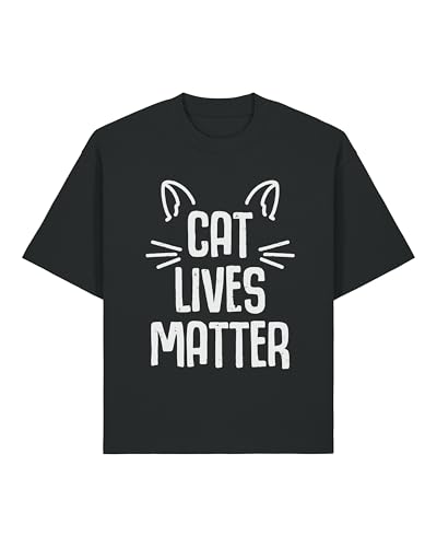 Cat Lives Matter Cute Ears - Camiseta unisex de algodón pesado, color negro, Negro, S Grande alto
