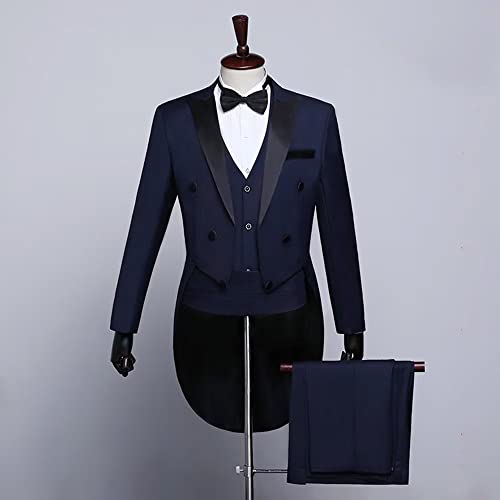 Men's Formal Tailcoat 3-Piece Set Suit Prom Wedding Dinner Jacket Vest Pants Tailored Tuxedos3