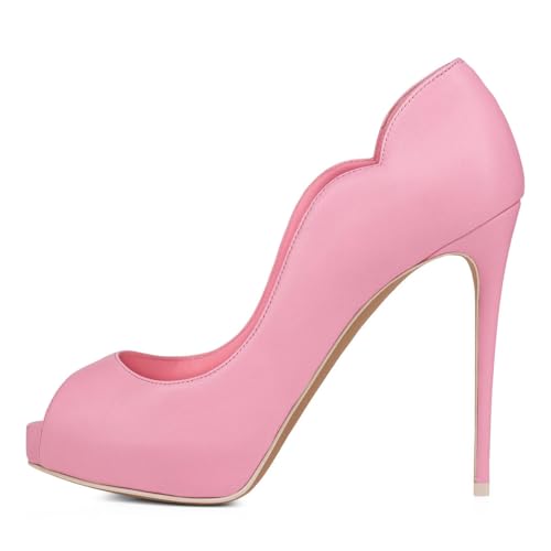 FSJ Women Classic Peep Toe Platform Pumps Sexy Stiletto High Heels Slip On Patent Leather Basic Pumps Wedding Party Dress Shoes Size 4-16 US2