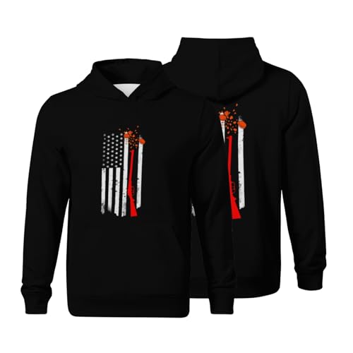Kids Skeet Trap Clay Shooting USA Flag Boys Girls Lightweight Kangaroo Pocket Fleece Hoodies