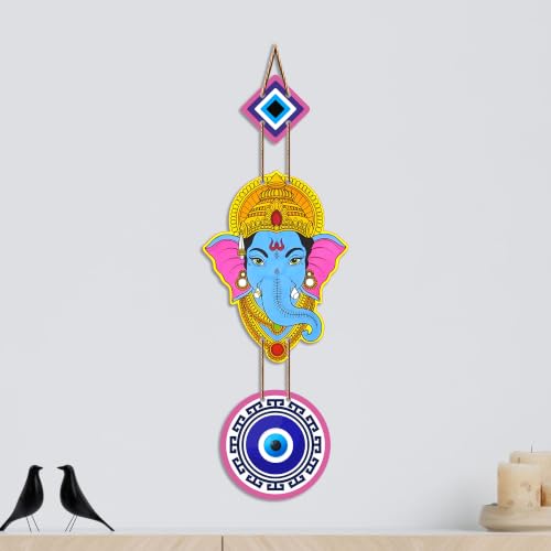 Image of Artvibes Lord Ganesha Evil Eye Wall Hanging for Main Door Entrance Decor | Nazar Dosh Protection Hanging for Home Temple Living Room | Office | Vastu Blessing Positive Energy Decorative Art (WH 8562N)