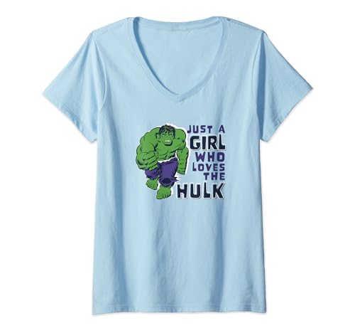 T-shirt Hulk col en V Marvel Avengers pour femme fan de comics