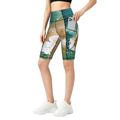 Legging taille haute anti-glisse étoiles de mer pour entraînement confortable