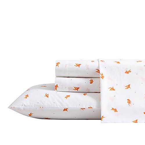 Image of Poppy & Fritz - Queen Size Sheet Set, 100% Long-Staple Percale Cotton Bedding, Crisp & Cool, Deep Pockets, Bed Sheets with Matching Fitted Sheet & Pillowcases (Goldfish Orange)