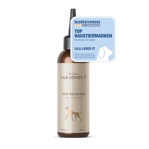 Ohrreiniger für Hunde - löst Verschmutzungen und lindert Juckreiz, mit Mikrosilber und Zink, vegan, OHR-REINIGER von LILA LOVES IT, 100 ml
