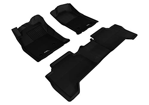 3D MAXpider Complete Set Custom Fit All-Weather Floor Mat for Select Toyota Tacoma Models - Kagu Rubber (Black)