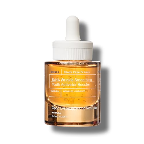 KORRES BLACK PINE PRIMUS 6-fach-Hyaluron Booster für Faltenglättung, anti-aging Serum für jugendlich aussehende Haut, silikon- und parabenfrei, vegan, 30 ml