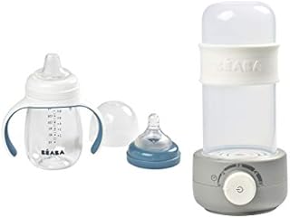 BEABA Quick Bottle Warmer, Steam Sterilizer, Baby Food Heater (3-in-1) Warm Milk in Just Two Minutes + 2-in-1 Bottle to Sippy Learning Cup