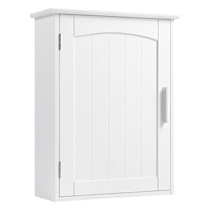 EUGAD Hangkast, badkamer, hangkast, wandkast met verstelbare plank, MDF E1, wit, 40 x 51 x 17 cm, kleine ruimte, waterdicht, eenvoudige montage, voor badkamer, keuken, bergruimte