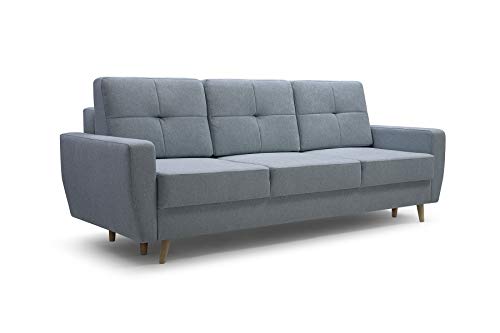 Sofa 3 Sitzer Sofa Couch Garnitur Stoff Samt (Velour) Glamour Wohnlandschaft mit Schlaffunktion - ELDE (Menthe)