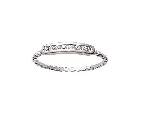Bague alliance de mariage élégante en argent massif 925 rhodié et oxydes de zirconium