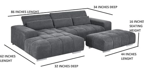 Image of Royale Hand Tufted Seven (3+2+2) Seater Elegant Wooden Base Sofa in Wide Extravagant Fabric, Gives Luxurious Look for Home /Living Room /Office /Guest Room /Hotels