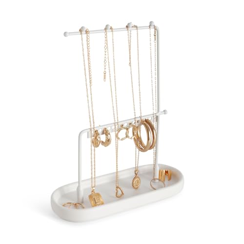 KOOK TIME Porte Bijoux | Presentoir bijoux métal avec plateau ceramique pour bagues, bracelets et autres petits bijoux | presentoir collier et presentoir...