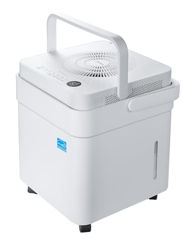 Midea Cube 50 Pint Dehumidifier for Basement and Rooms at Home for up to 4,500 Sq. Ft., Smart Control, Compatible with Alexa (White), Drain Hose Included