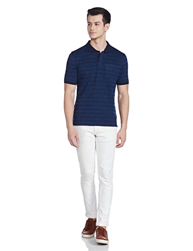 Image of Parx Men's Cotton Polyester Blend Jacquard Pattern Regular Fit Rib Collar Polo Neck Half Sleeve Casual T-Shirt
