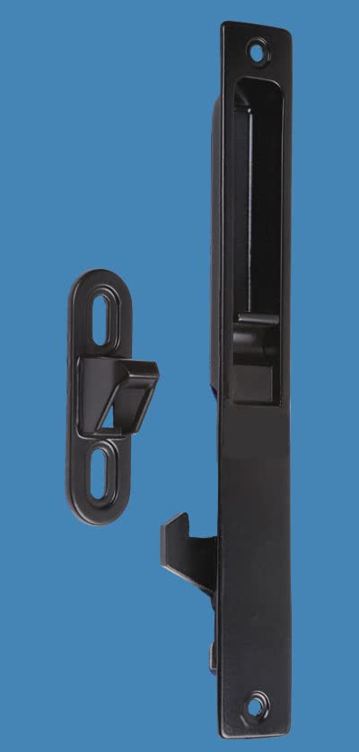 Image of Metal Body Concealed Handel-Cum-Latch for Aluminium Sliding Door & Windows Lock Set of 1 Pair (Black)