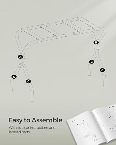 SONGMICS Luggage Rack for Guest Room, Set of 2 Suitcase Stands, Foldable Steel Frame, for Hotel, Bedroom, Holds up to 110 lb, 27.2 x 15 x 20.5 Inches, Forest Green and Black URLR001C02