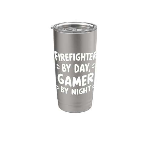 Bombero de día Jugador de noche EMS Fire Responder Fighter Vaso térmico de acero inoxidable de doble pared
