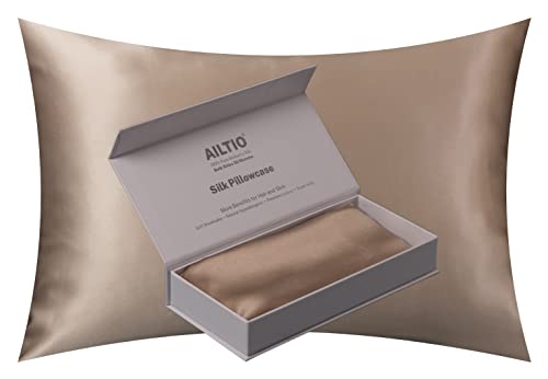 AILTIO Silk Pillowcase Ultratocce Silk Pillow case Silkytocce & Luxurytocce Ultratocce eco Silk Pillowcases (King, Taupe)