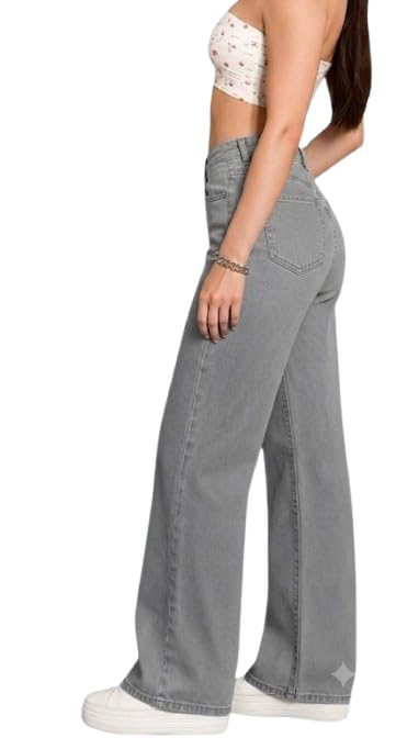 Image of Women's Kashianxstyle Loose Fit Wide Leg Denim Jeans | Mid High Rise Casual Denim Pants for Women, Full Length Everyday Wear