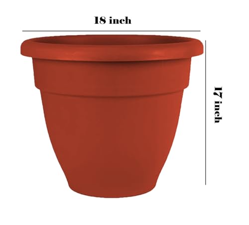 IMAGINEA 18 Inch Plastic Planters Big Size Outdoor Gardening Plant Container for Garden Terrace Balcony Patio Nursery Indoor Large Flower Pots for Home Office Decor (Pack of 2, Red)