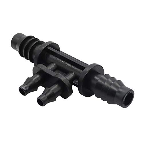 Estentore del connettore di riparazione del tubo flessibile Giardino 4 vie Tubo Splitter 3/8 di pollice a 1/4 di pollice Tee ridotto Barb connettore Agricoltura Irrigazione a goccia Raccordi 100 Pz