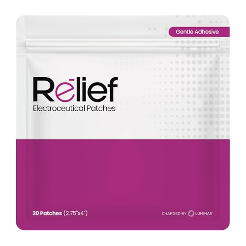 LUMINAS Relief Patch - Gentle Adhesive, Electroceutical Relief - Versatile Daily Comfort, Long Lasting - Neck, Joints, Back, Knee, Shins, Bumps - 20 Pack (Large White Patches)