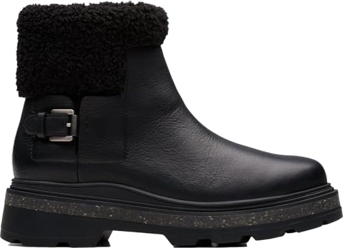 Clarks Clarks Women's Hencroft Madi Ankle Boot, Black Leather Warmlined Waterproof, 10 Wide