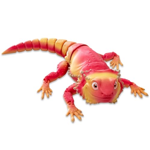 Waaaandefu Large 3D Printed Articulated Lizard Figurine, Big Desktop Decor Articulated Animal Toy, Flexible Joint 3D Printed Toy for Collection, Display, Gifting & Fidget Toy (Bearded Dragon)