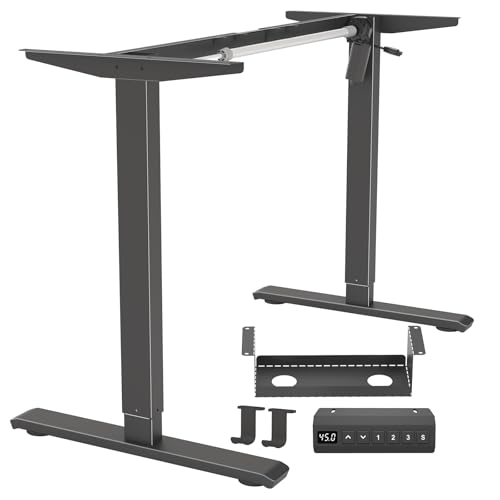 Image of Standing Desk Frame, Ergonomic Stand Up Desk Base Workstation with Cable Management Tray, Headphone Hook for Home Office
