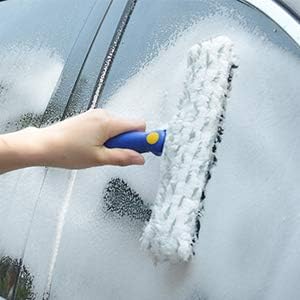Image of Window Washing Kit with Extension Pole, 10 inch Squeegee & 11 inch Microfiber Scrubber Combi with Stainless Steel Pole, Window Cleaner for Car, Sliding Door,Shower Glass Door-Swivel Style-2 Pads