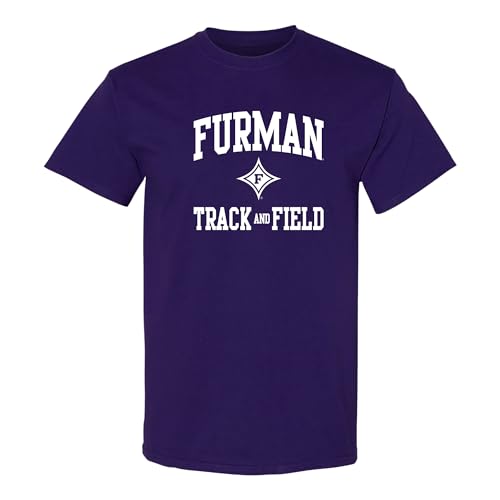 UGP Campus Apparel AS1115 - Furman University Paladins Furman Arch Logo Track & Field - Sports Team T-Shirt - Medium - Purple