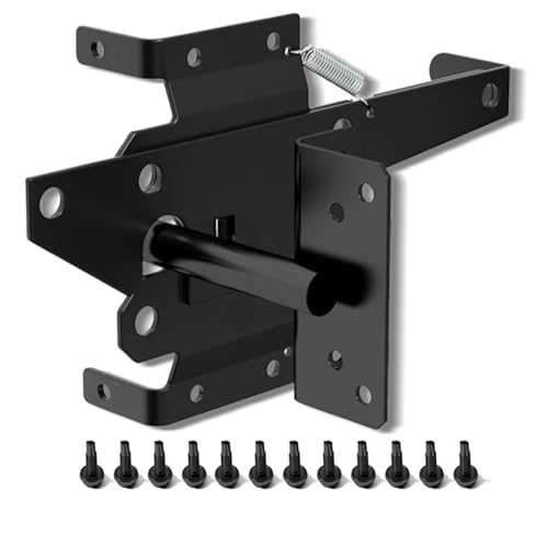Image of Self-Locking Stainless Steel Gate Latch for Wooden Fence,Post Mount Automatic Gravity Door Latch Gate Hardware for Secure Pool /Yard /Garden /Vinyl Fence