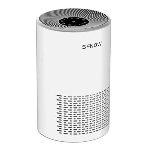 Image of Air Purifiers for Home Pets Hair in Bedroom, Air Cleaner Covers Up to 1050 ft² Remove Smoke Pollen Dander Hair Smell, with HEPA Sleep Mode For Home Office Living Room Drom, SAP300C, White