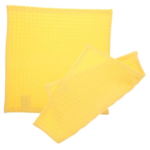 BESTYASH 2 Piezas Bufanda De Waffle Square Toalla De Baño Toallas De Lavado De La Cara Calidad Hotelera Toallas De Cara Tela Facial Piel Lavar Paños De Algodón Algodón Amarillo