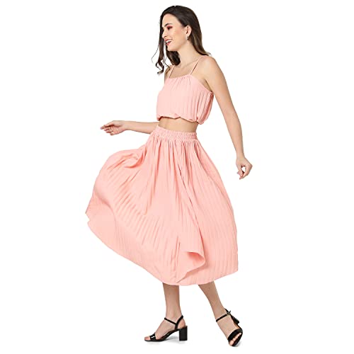 Image of PINACOLADA Women Solid Stylish Casual Co-Ord Set (Skirt & Top)