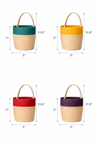 Image of JASMEY HOMES Wall Hanging Jute Basket for Vegetables /Newspaper Storage Box for Home /Milk Basket for Main Door Hanging (Red)