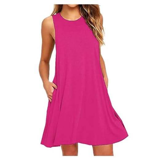 2025 Robe Femme Chic et Elegant Pas Cher Soldes Robes d'été sans Manches de Couleur Unie à Poche enveloppante à col Rond Été Robe de Plage Fluide Grande Taille Swing Décontractée Tunique Dress